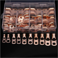 HUJWLBWF Wire Ring Copper 1/0 AWG Gauge 3/8 Inch Connectors Car Terminals Closed Ends Battery Lug Pack of 70