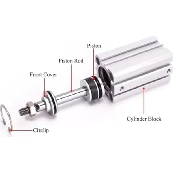 XHFTFNLTI Luftzylinder SDA-Serie, pneumatisch, kompakt, 20 mm Bohrung auf 5, 10, 15, 20, 25, 30, 35, 40, 45, 50 mm Hub (Hub 15 mm)