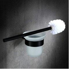 GZZ Black White Fashion Toilet Brush Set Household Hotels Bathroom Brush Indoor Toilet Brush Holder for Bathroom Storage Toilet Accessories Wall Hardware Pylons Toilet Bowl Brush