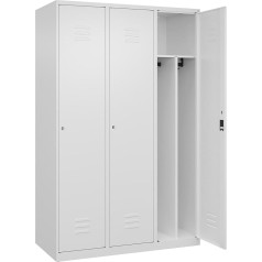 C + P Möbelsysteme C+P | Schwarz-Weiß-Spind Classic Plus | schmal | 3 Abteile | Trennwand verkürzt | verkehrsweiß | B 1200 mm | mit Bodengleitern | Zylinderschloss | Trennwand mittig