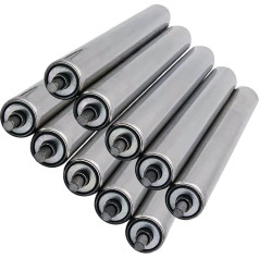 Förderbandrollen 10 Stück langlebige Förderrollen, robuste Schwerkraft-Förderrollen, Durchmesser 2,5 cm, 3,3 cm, 3,8 cm, 5,1 cm, 6,1 cm, Edelstahl-Förderband-Ersatzrollen for Industriefabriken(Set of