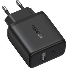 X227 GaN USB-A USB-C 20W tīkla lādētājs - melns