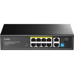 Cudy Komutators gs1010p 8 portu gigabit poe+ komutators, 2 gigabit uplink porti 120w