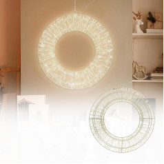 ECD Germany LED Metal Wreath Diameter 50 cm with 1440 LEDs, Warm White, Hanging Wreath with Timer, IP44 Waterproof, Indoor/Outdoor, Power Operated, LED Metal Wreath, Christmas Wreath, Light Wreath,