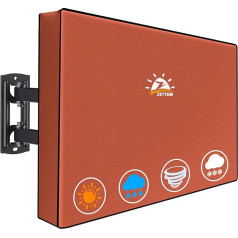 Zettum TV Cover for 46-48 Inch TV, TV Screen Protector Cover Outdoor 600D Oxford PU Coating Heavy Duty & Waterproof Screen Protector for TV (Brown)