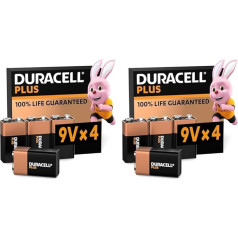 Duracell Plus 9V Block Battery, Pack of 4, 9 Volt Battery Ideal for Smoke Detectors, Fire Detectors (Pack of 2)