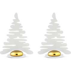 Alessi Set of Two Place Card Holders Made of Steel, Epoxy Resin Painted, White with Porcelain Magnet and Resin