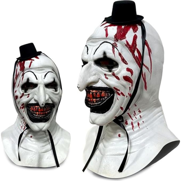 KBIBCK Halloween Masks, Terrifier Mask, Horror Mask, Cosplay Costume Bloody Accessory for Adults, Latex Halloween Carnival Cosplay and Costume Party