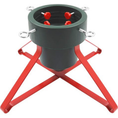 The Christmas Workshop 70509 Christmas Tree Stand for Trees up to 2.5 m Height and 14.5 cm Diameter, for 2.8 L Water, 57 cm x 57 cm x 21.5 cm, Metal, Green/Red, 57 21.5 cm