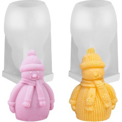 Sprinlot Candle Mould Christmas, 2 Pieces Candles Silicone Mould Snowman, Candle Moulds for Casting Silicone, Candle Moulds Snowman Epoxy Resin DIY, Gift Christmas Birthday Family Friends