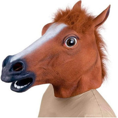 Latex Horse Head Mask, Spacious Funny Animal Cosplay Mask for Halloween, Costume Parties (Brown)