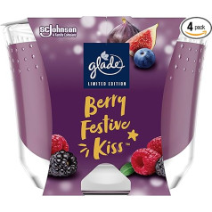 Glade Berry Festive Kiss Long Lasting Scented Candle in Glass, Up to 30 Hours Burn Time, Pack of 4 (4 x 204 g)