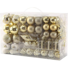 Sattiyrch 76ct Christmas Bauble Ornaments Set for Christmas Tree, Shatterproof Christmas Tree Decorations with Reusable Gift Boxes (Gold)