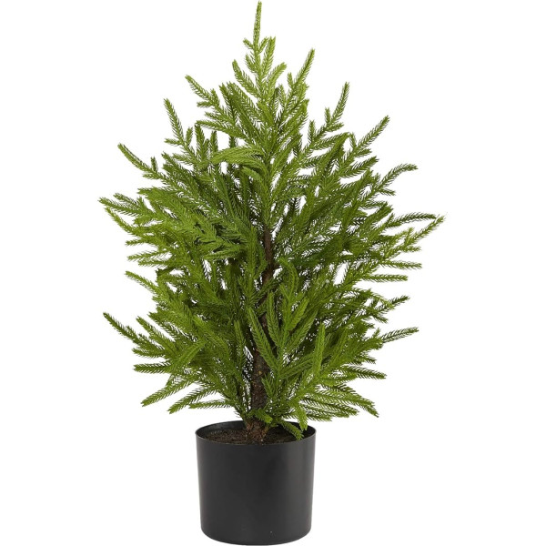 Nearly Natural 0.6 m Norfolk Island Pine Natural Look Artificial Tree in Decorative Planter Green