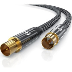 CSL - 5 m HDTV Antenna Cable with Braiding 8k 4k HDTV - Antenna Plug to Antenna Coupling - 135 dB 75 Ohm - DVB-T and DVB-T2 DVB-C DVB-S DVB-S2 Radio FM DAB