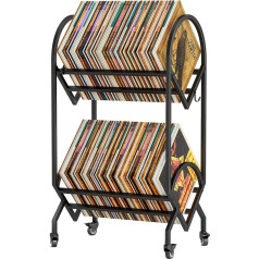Vinyl Record Storage, Vinyl Record Holder Stand Display Rack Album Organizer 200-240 LPs with Wheels Anti-slip Clamps
