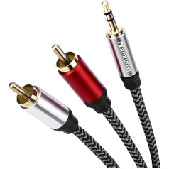Nanxudyj 3.5mm to 2 RCA Audio Cable 3ft Nylon Braided 3.5mm AUX to 2RCA Audio Cable for Stereo Receiver, Speaker, Smartphone, Tablet, HDTV, Audiophiles, RCA Cable
