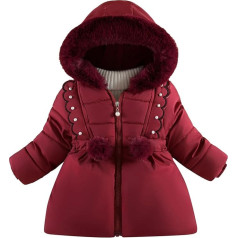FEOYA Winter Jacket Baby Girl Winter Coat with Fleece Lining Hooded Jacket Zip 1-5 Years
