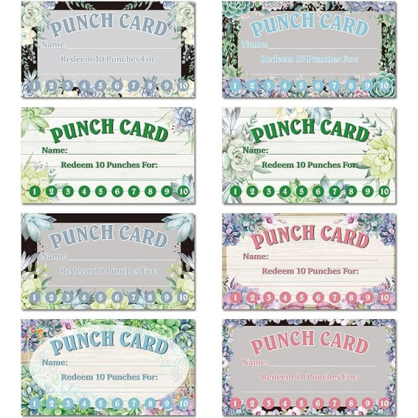 Fumete Stanzkarten für Klassenzimmer, Belohnungskarten, Verhalten, Anreiz, Treue, Auszeichnungen für Kinder, Studenten, Lehrer, Schule, Business, 8 Stile, 8,9 x 5,1 cm (10 Sukkulentenstanzer)