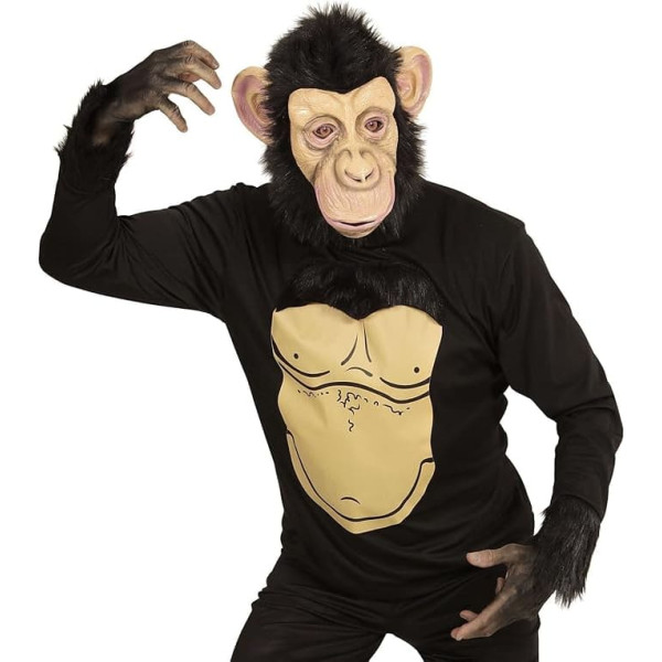 XL Mens CHIMPANZEE jersey with plush hair, mask Accessory for Ape Monkey Animal Fancy Dress Extra Large 46
