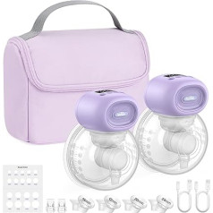 Nuliie Electric Portable Electric Breast Pump Hands Free with 4 Suction Modes and 12 Levels, Includes 14/17/20/24/27mm Flange for Each Nut (2 Packs, Purple)