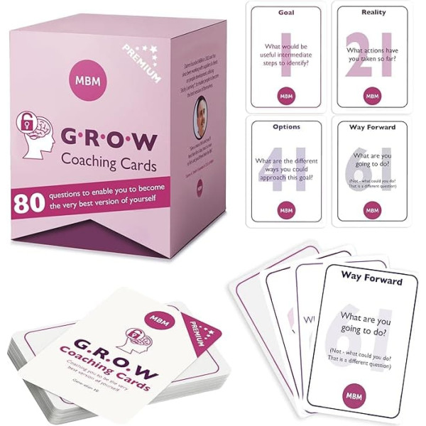 MBM 80 Premium Coaching Cards Known as Flashcards, Emotion Cards, Conversation Starters, Icebreakers, Question Cards and Conversation Cards. Ideal for Managers/Coaches.