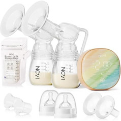 NCVI Double Electric Breast Pump, Electric Breast Pump 8122 with 4 Modes & 9 Levels, Nursing Pump with 21/24 mm Flange, Rechargeable Breast Pump for Home & Travel, LED Touch Screen
