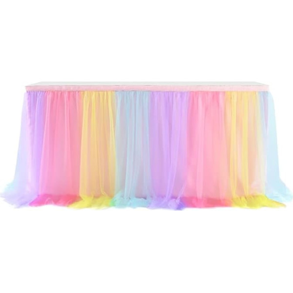 Wisafory Tulle Table Skirt Tutu Table Skirts Table Decoration Table Cloth Tulle Desk Gauze Tutu Table Decoration for Wedding, Birthday, Party, Bar, Christmas, Colourful 427 x 77 cm