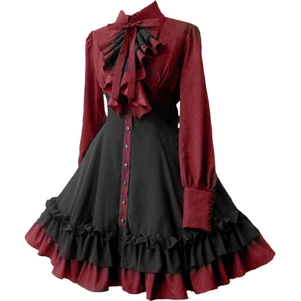 Gothic Clothing Women's Elegant Rockabilly Dress Swing A-line Party Dresses Vintage Steampunk Costume High Waist Cocktail Dress Festive Halloween Petticoat Pleated Skirt Medieval Dress 2025
