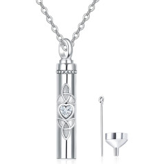 TANGPOET Asche Schmuck 925 Sterling Silber Urne Halskette, Einäscherung Schmuck für Asche, Memorial Keepsake Anhänger, Geschenke für Mama Papa Frauen Männer Haustier, mit Trichter Füllung Kit