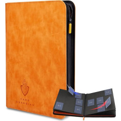 Card Guardian - 9 Pocket Premium Binder with Zip for 504 Cards - Side Pockets for TCG Trading Card Games (Orange)
