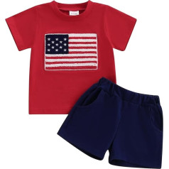 Toddler Baby Boy 4th Outfit Independence Day T-Shirt Short Outfit Set 4th of July Clothes for Boys 0-4T