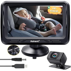 Rohent Baby Car Camera HD 1080P for Back Seat: USB Plug and Play Easy to Install - Car Seat Camera Backward Facing Infant Crystal Night Vision - Wide Angle Car Baby Monitor for Newborns