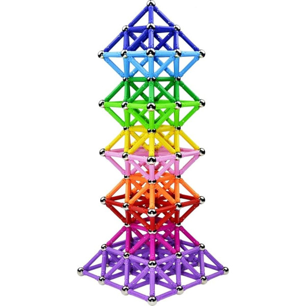 204 Pieces Magnetic Building Blocks, Toy, Magnetic Educational Toy, Magnetic Blocks, Stacking Toy Set for Children and Adults, Non-Toxic Building Toy, 3D Puzzle with Storage Bag