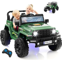 GOPLUS 24V Kids Electric Car with Remote Control 2.4G Electric Quad for Kids with Speed 2.6-6kph Horn and Indicator Luminous Load 35kg for Children 3-8 Years (Green)