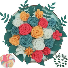 BAZIMA Filzblumen- und Sukkulenten-Set, Briefbrett-Zubehör, DIY-Kränze, vertikaler Garten, Babyparty, Stirnbänder, 20 Filzblumen und 17 Filzblätter-Set