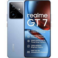 realme GT 7 5G Smartphone 12+512GB, Blu IceSense, Schermo da 6.78 pollici, Refresco a 120Hz, Battery da 7000mAh, Photo Camera da 50MP 2X, Chipset MediaTek Dimensity 9400e, IP69