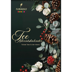 Tea Advent Calendar 2025 Floragold Pop-Up Booklet 24 Premium Pyramid Tea Bags | 2 x 12 Different Varieties - Fruit, Green, Herb & Black Tea