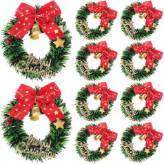 Garneck Mini-Weihnachtskranz-Ornamente, dekorative Miniatur-Girlande für Weihnachtsbaum-Verpackung, Heimdekoration, festliches Urlaubszubehör, 10 Stück