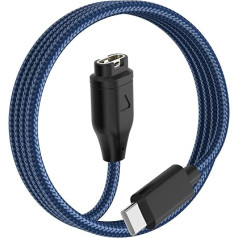 Charger Nylon Cable for Garmin Watch Forerunner 55 255, Fenix 5 5S 5X Plus 6 6S 6X Pro 7 7S 7X, Vívoactive 3 4 4S, Approach S10 S40 S60, Venu Sq 2 Plus, Instinct