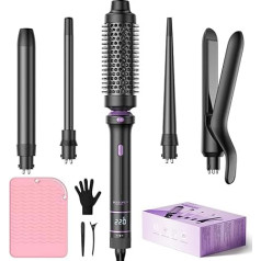 BESTOPE PRO Curling Iron, 5-in-1 Curling Iron Set with Straighteners, Thermal Brush, 3 Ceramic Curling Irons (9 mm - 25 mm) for Large Curls, 13 Temperatures, Hair Curler with Heat Resistant, Mat