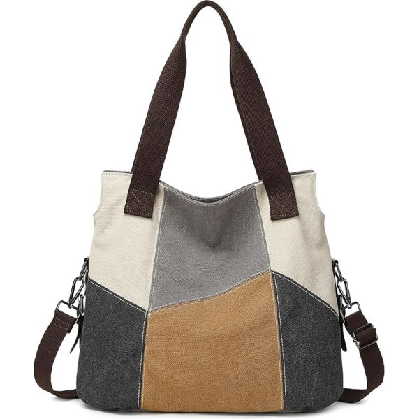 Women's Canvas Handbag, Casual Shoulder Bag, Retro Canvas Hobo Bag, Shopper Bag, gray, Casual, retro