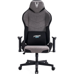 Woxter Stinger StationTitan Dark Gaming Chair for Gamer, Steel Axle, Gas Lift, Stain Resistant Fabric, Ergonomic, Armrests, Height Adjustable, Foam, Racing, Lumbar Cushion