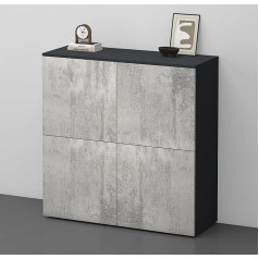 doporro Sideboard Chest of Drawers 100 cm in Anthracite Matt and Concrete Storage Cabinet Floor Standing for Your Living Area Lots of Storage Space Cabinet 04