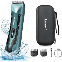 kensen Men's Electric Intimate Shaver, Men's Electric Body Hair Trimmer with LED Light, Waterproof IPX7, Wet-Dry, 100 Minutes Running Time, Green