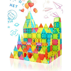 Magnetic Building Blocks, 82 Pieces Montessori Toy from 3 Years, 7.5 cm Magnets Children's Magnetic Game Building Blocks for Boys Girls, Magnetic Game Sensory Toy Gift for Children 4 5 6 7 8 9 Years