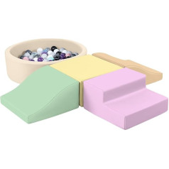 SweHouse Foam Building Blocks Children's Climbing: 5 PU Leather Indoor Soft Building Blocks Play Blocks - Soft Building Blocks Baby Montessori Climbing Toy with Ball Pool (No Ball)