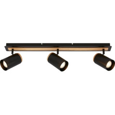 BRILONER - Ceiling light swivelling, GU10 socket, max. 9 W, ceiling light, lamp, living room lamp, bedroom lamp, kitchen lamp, ceiling light, ceiling lighting, 70 cm, black wood