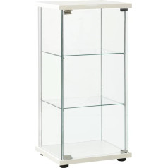 vidaXL Display Cabinet with 3 Layers Glass Display Case Collector's Display Cabinet Bookcase Living Room Bedroom Tempered Glass White