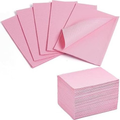 Makartt Disposable Nail Mats - Fordable Nail Paper Towels for Table Acrylic Nail Practice Sheet, 3 Ply Waterproof Nail Art Table Mats, 50 Pieces Pink Clean Pads for Salon Manicure Tattoo